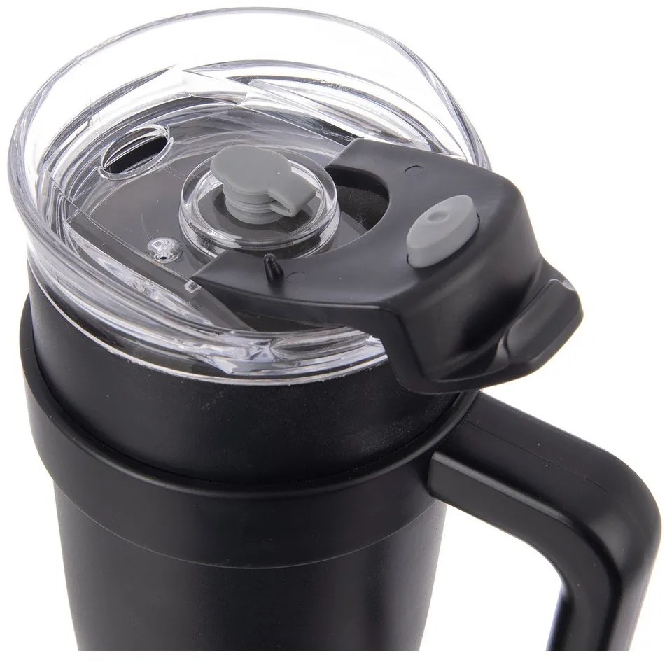 Čierny termo hrnček so slamkou 1,2 l Termo – Orion