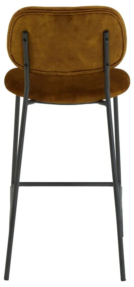 Zamatová barová stolička v horčicovej farbe 92 cm Emma - Light & Living