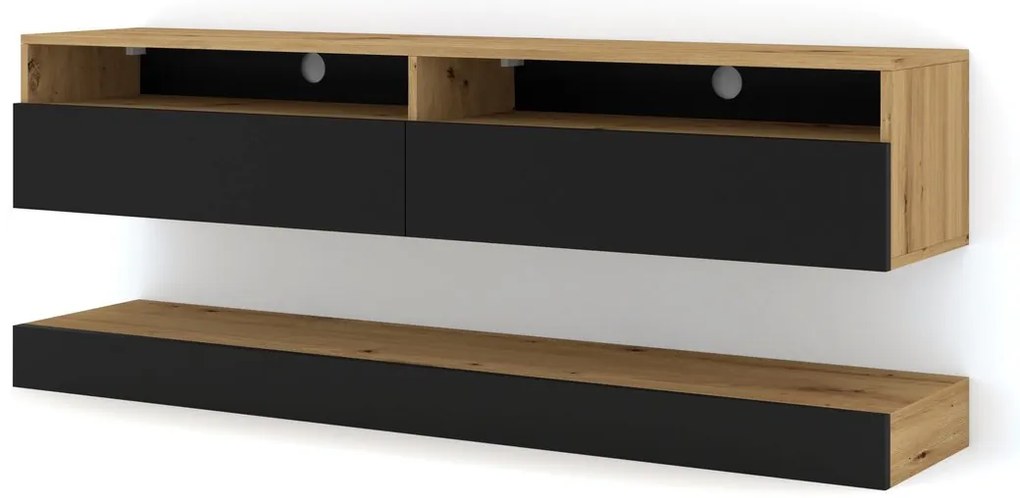 TV stolík/skrinka Dual 160 (dub artisan + čierna). Akcia -19%. Vlastná spoľahlivá doprava až k Vám domov. 1124831