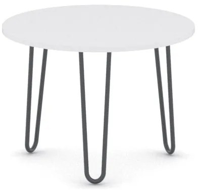Okrúhly konferenčný stôl SPIDER, priemer 60 cm, čierna podnož, biela