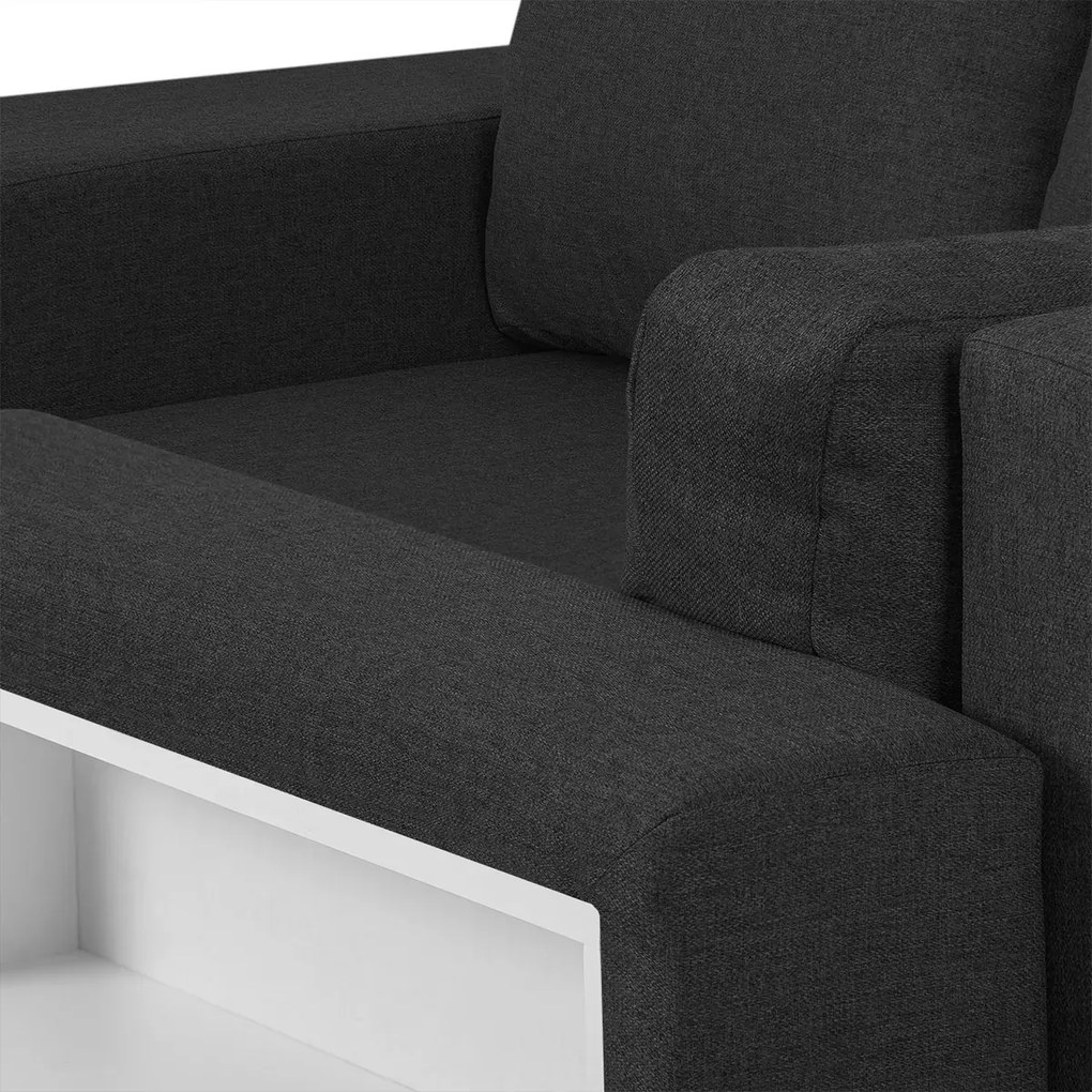 Rozkládací rohová sedací souprava MODO3 + 2 Taburety Černá