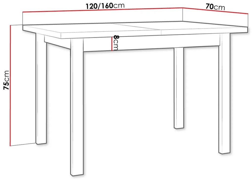 Rozkladací stôl Ewan 70 x 120+160 X (dub sonoma  L). Vlastná spoľahlivá doprava až k Vám domov. 1058356