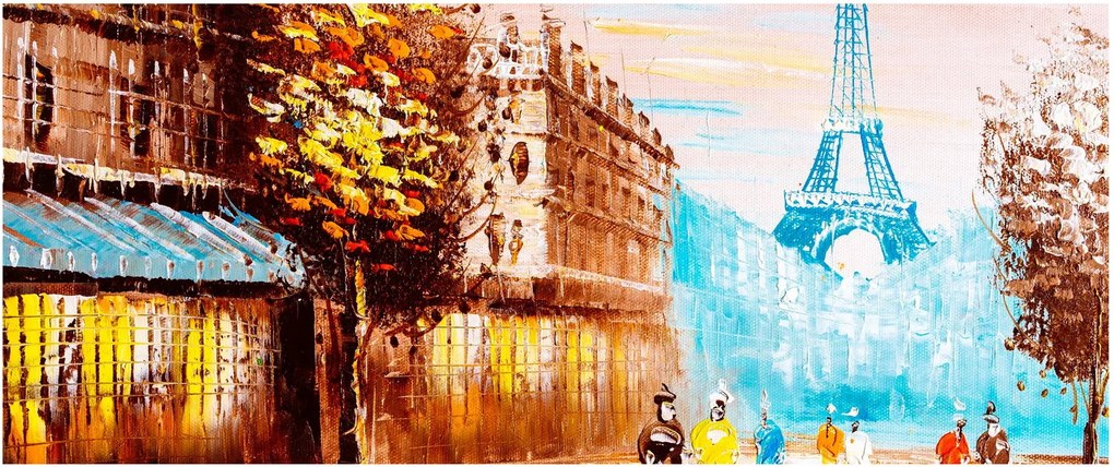 Obraz - Daždivého počasia a Eiffelovej veže (120x50 cm)
