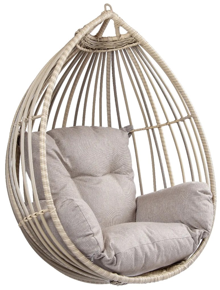 Závesné ratanové kreslo VALETA žlto-sivé bez stojana