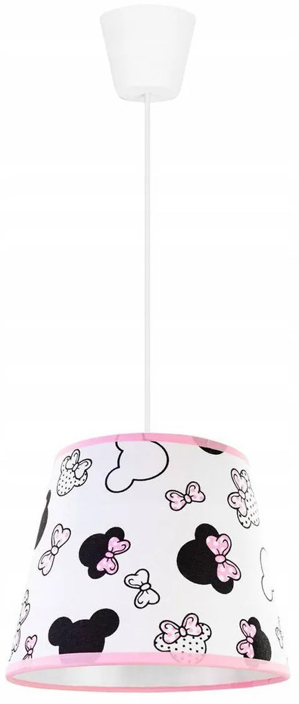 Detské závesné svietidlo Minnie, 1x textilné tienidlo so vzorom, s