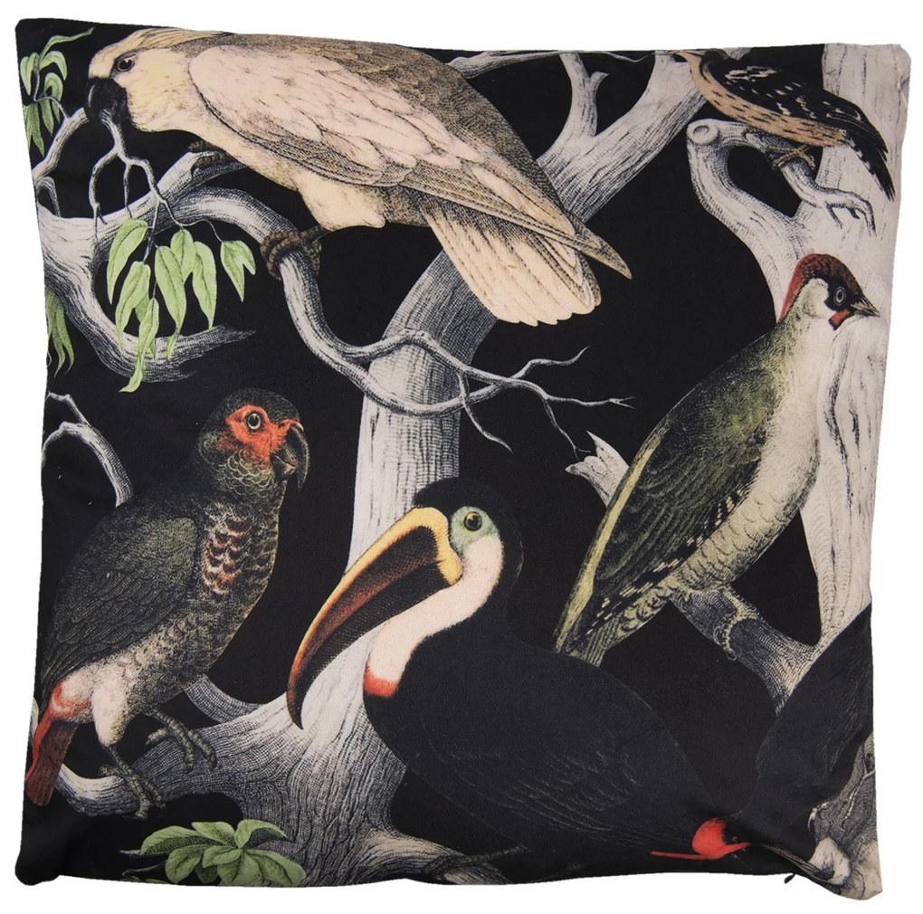 Čierny zamatový vankúš s výplňou Toucan - 45*45cm