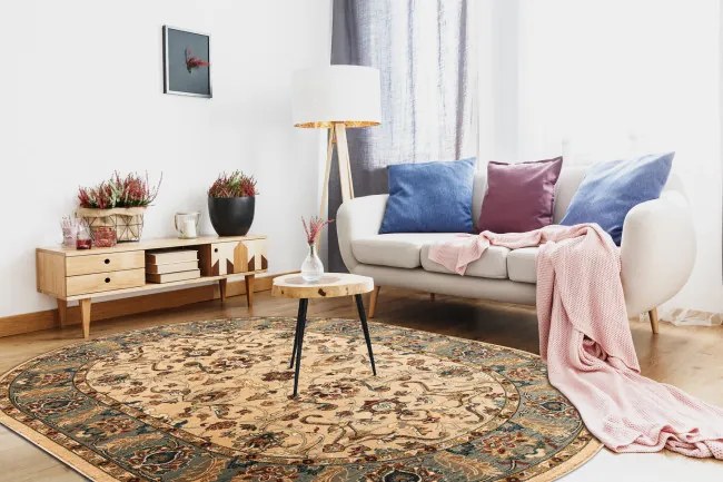 Koberec OMEGA ORDA jasmin kvety, zelený ovál