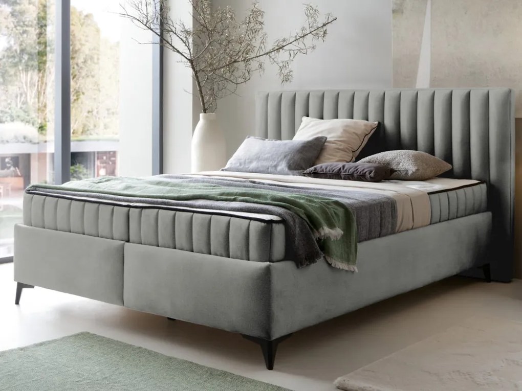 Posteľ Joy 160x200 cm, svetlo šedá látka