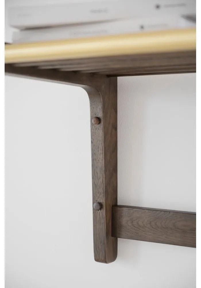 Tmavo hnedý nástenný vešiak z dubového dreva Inverness - Rowico