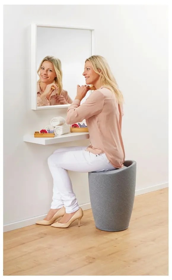 Svetlosivý kôš na bielizeň a taburetka v jednom Wenko Linen Look, 20 l