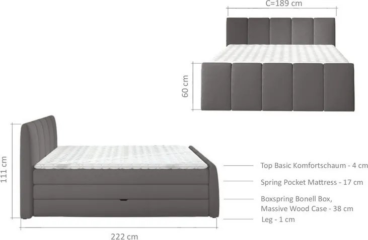 Posteľ boxspring Fresco 180x200 cm, svetlo hnedá látka