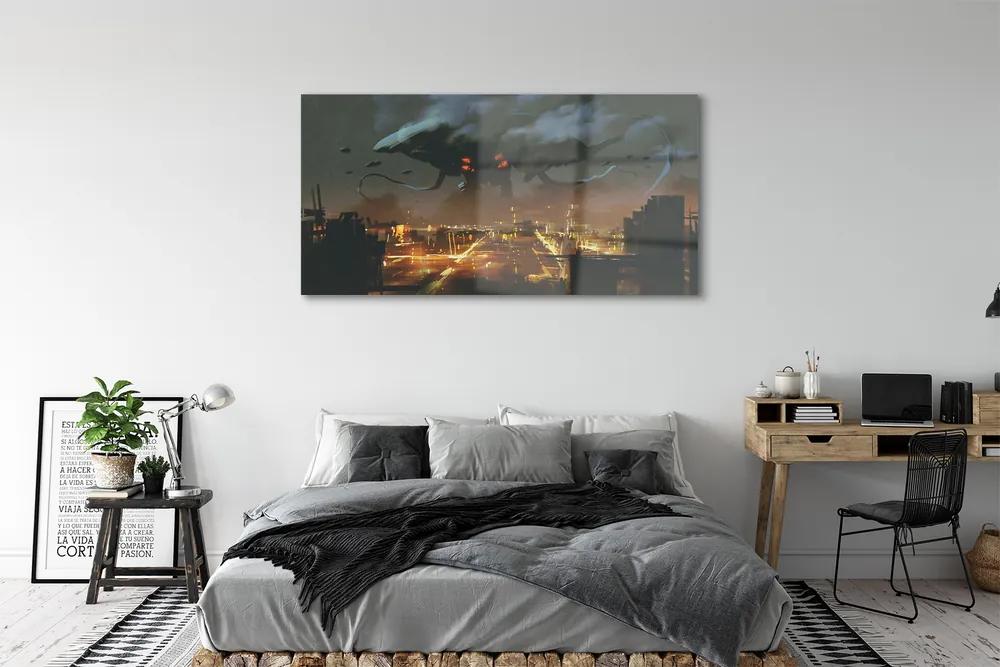 Obraz plexi Mesto v noci dym monštier 140x70 cm