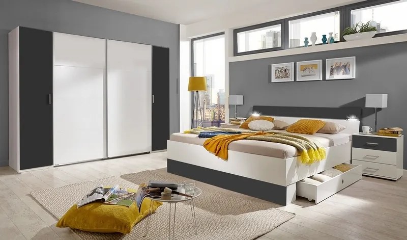 Šatníková skriňa Lotto, biela/grafitová