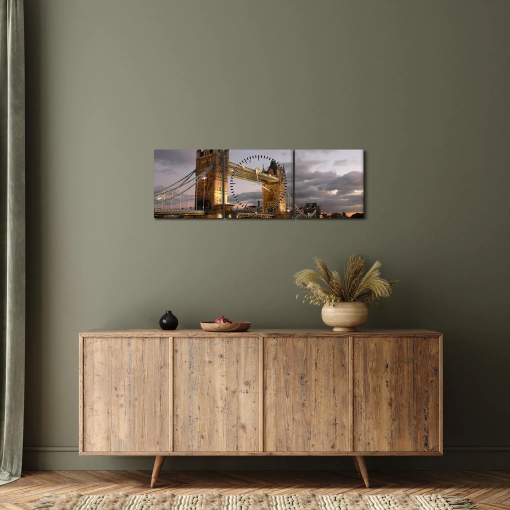 Obrázok - Tower Bridge v noci (s hodinami) (90x30 cm)