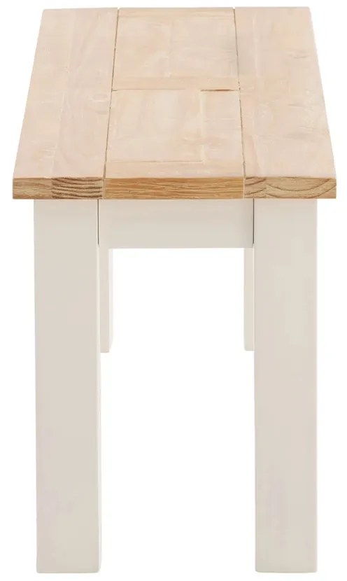 furniture-nabytek.cz - Masivní lavice Capera z borovice a MDF, lakovaná, bílá/hnědá – 134×35×45 cm