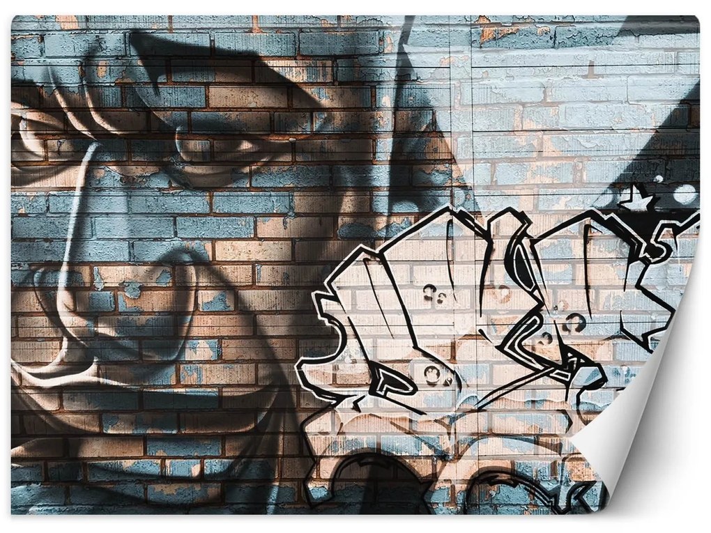 Gario Fototapeta Modrá mužská tvár - nástenná maľba na tehlu Materiál: Vliesová, Rozmery: 250 x 175 cm