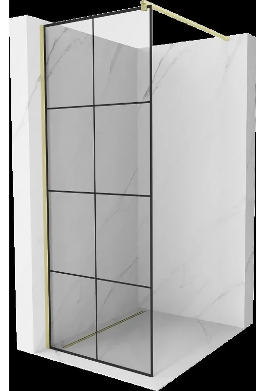 Mexen Kioto sprchová stena Walk-in 70 x 200 cm, čierny vzor 8 mm, zlatá brúsená - 800-070-101-55-77