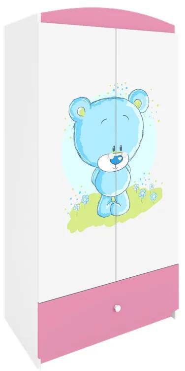 Detská skriňa Babydreams 90 cm medvedík ružový