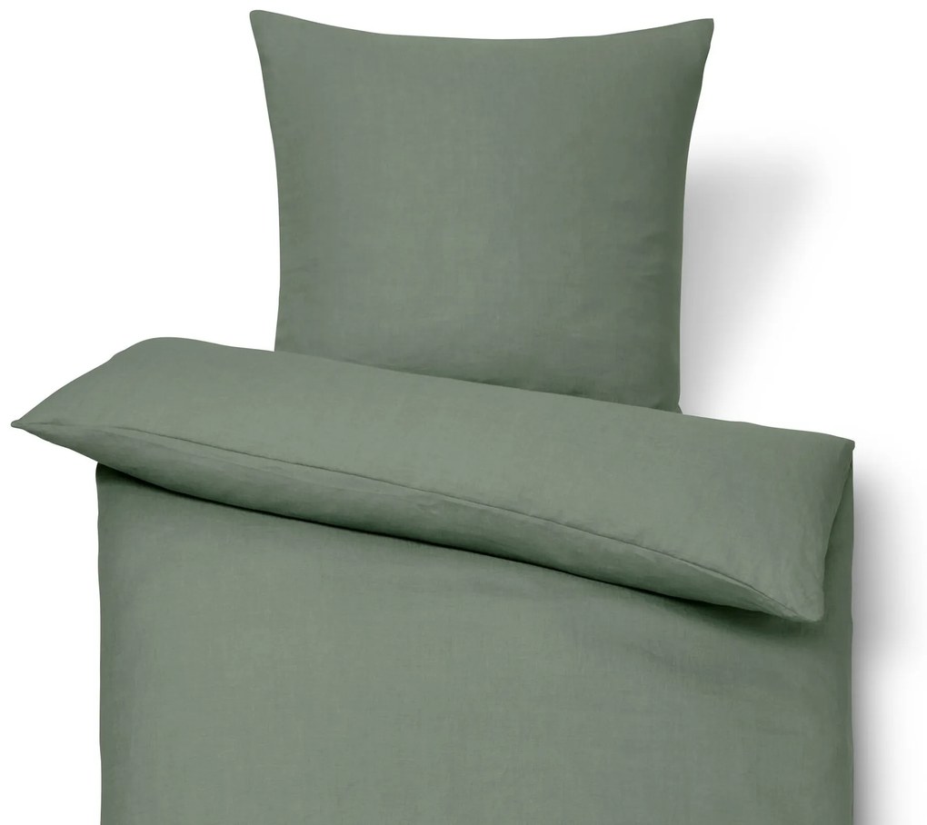 Ľanová posteľná bielizeň, zelená, štandardná veľkosť