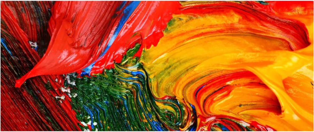 Obraz - Modrenie abstrakcie štetcom (120x50 cm)