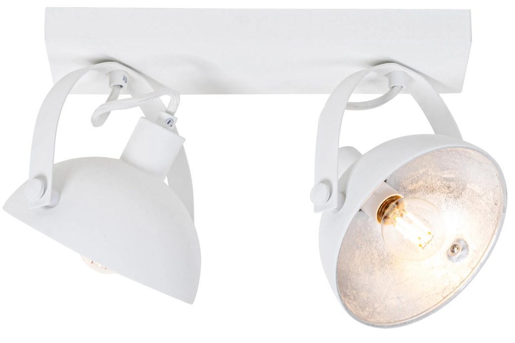 Priemyselné stropné svietidlo biele so striebornou farbou 2-žiarovkové nastaviteľné - Magnax