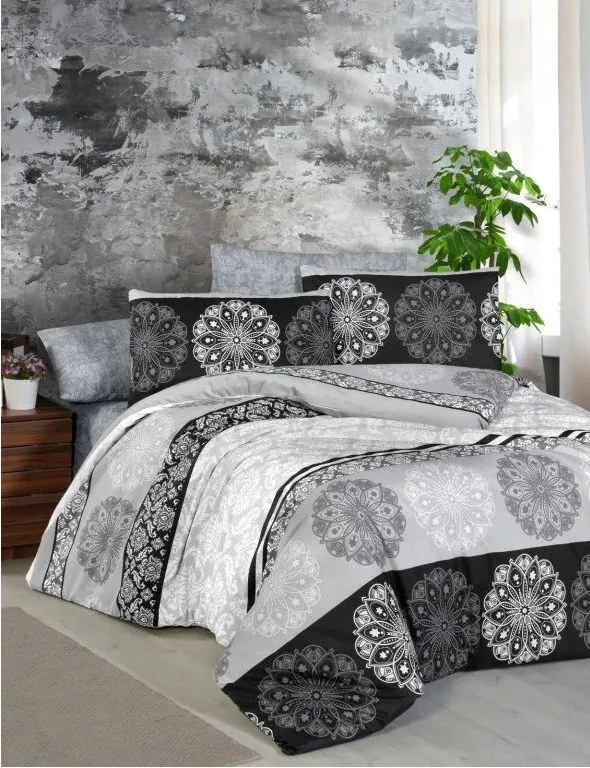 ECOMATRACE Bavlnené posteľné obliečky Mandala čierna