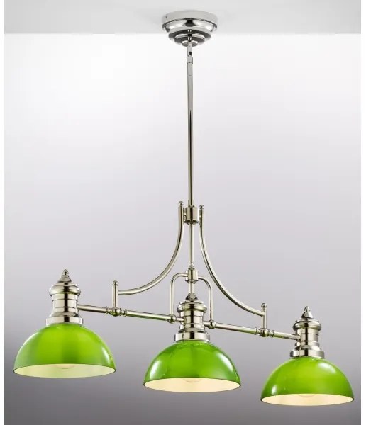 Jupiter 2072 - Luster na tyči PLATINO 3xE27/15W/230V zelená/lesklý chróm