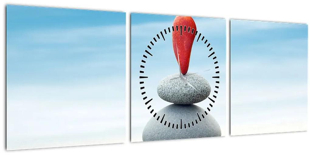 Obraz - Rovnováha s kameňmi (s hodinami) (90x30 cm)