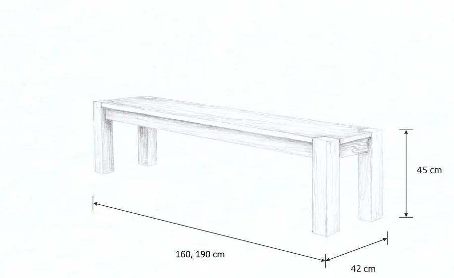 Wooded Jedálenská lavica Denver z masívu DUB 160x42x45cm