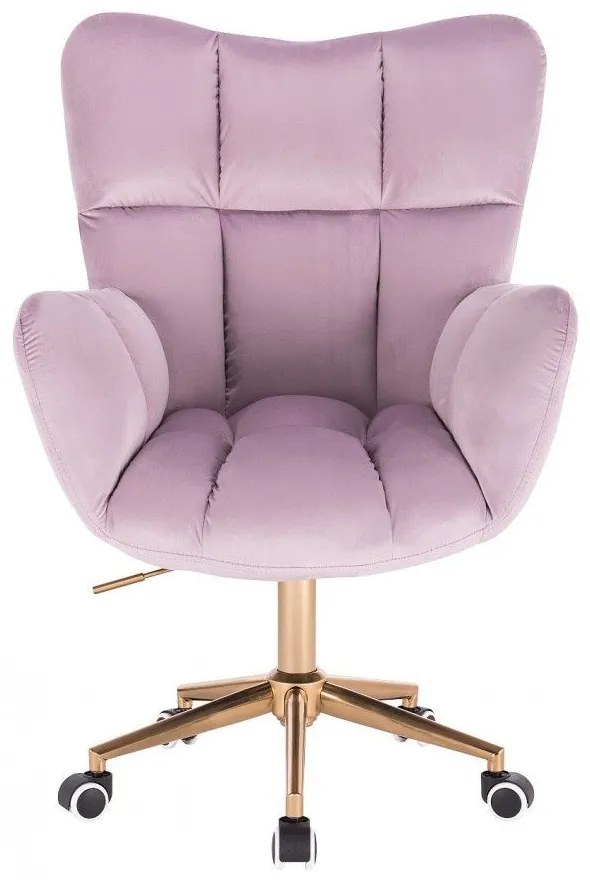 LuxuryForm DESIGN Kreslo AURORA VELUR na zlatej podstave s kolieskami - levanduľa