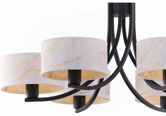 Jupiter 2105 - Závesný luster na reťazi ARTHUR 6xE27/15W/230V biela/čierna/mramorový dekor