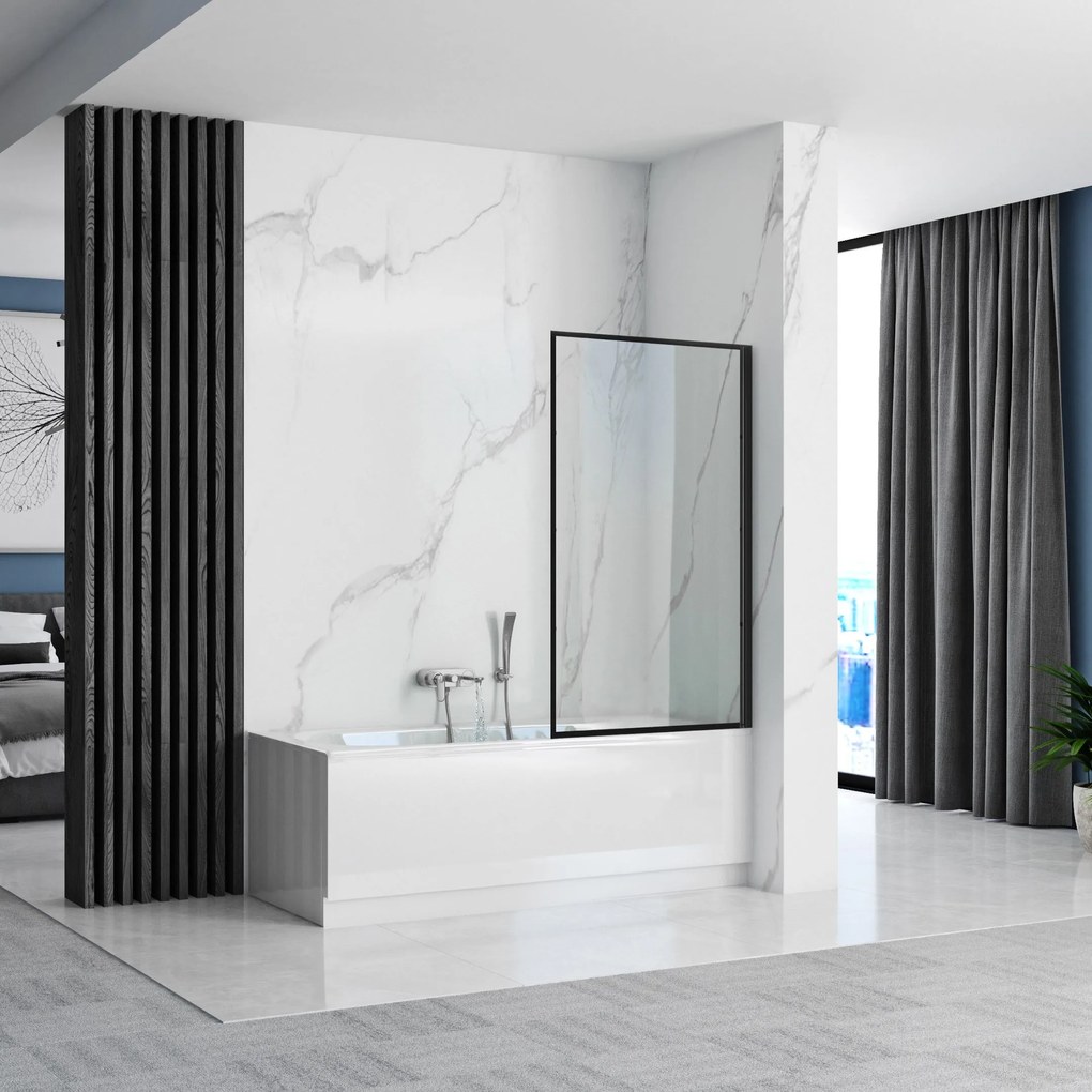 Rea Lagos, vaňová zástena, 1-krídlová, 70 x 140 cm, čierna-transparentná, REA-K7632