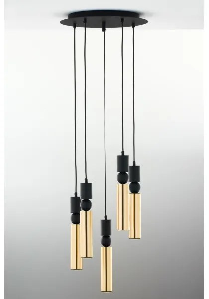 Jupiter 2017 - Luster na lanku ALAS 5xGU10/10W/230V zlatá/čierna