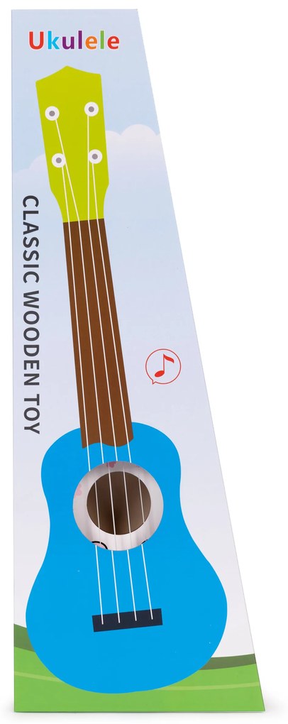 Detská drevená gitara so 4 nylonovými strunami a trsátkom, ECOTOYS