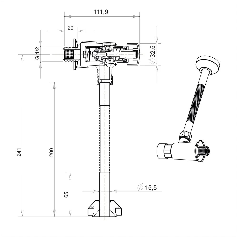 Mereo Mereo, Pisoárová sada s tlačným ventilom 1/2" x 1/2", MER-CBT805S