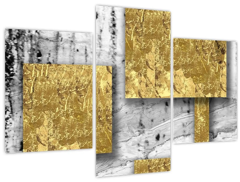 Obraz - Zlaté štvorce N⁰3 (90x60 cm)