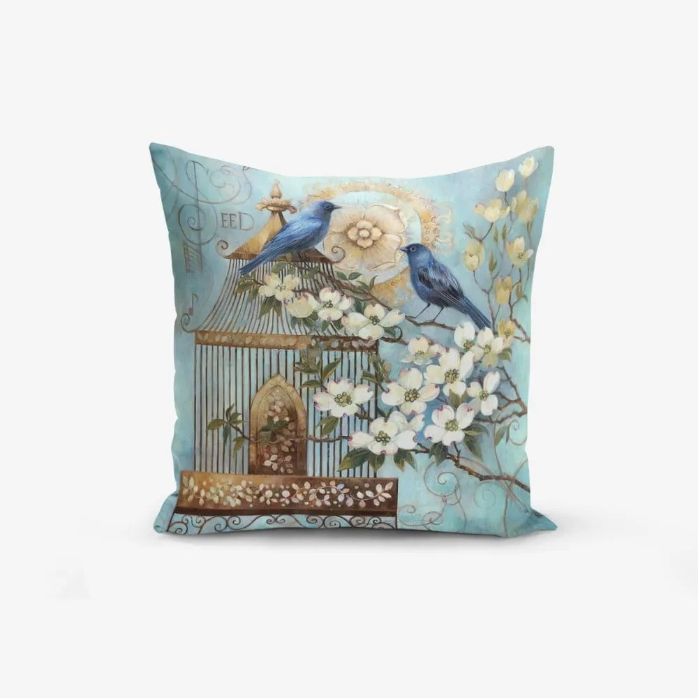 Obliečka na vankúš s prímesou bavlny Minimalist Cushion Covers Blue Bird, 45 × 45 cm