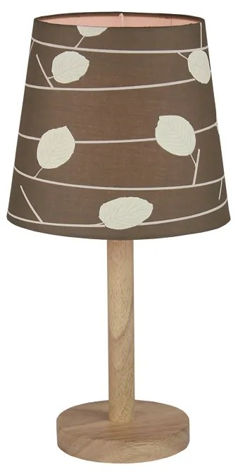Stolná lampa, drevo/látka vzor listy, QENNY TYP 6 LT6026