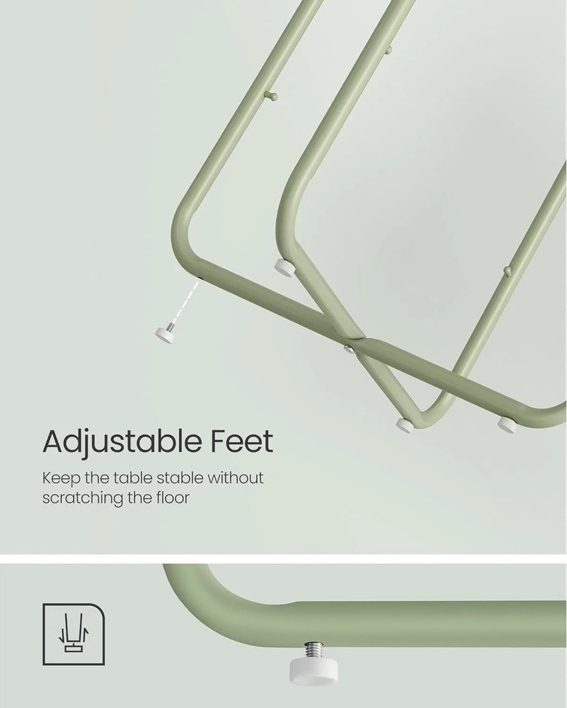 Príručný stolík, okrúhly koncový stolík s textilným košíkom, zelená farba