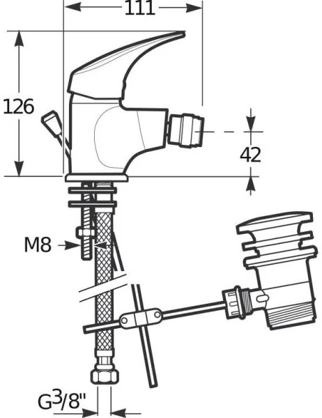 JIKA H3411N10041111 - Bidetová batéria + výpusť bez prepadá TALAS 12,6 cm chróm