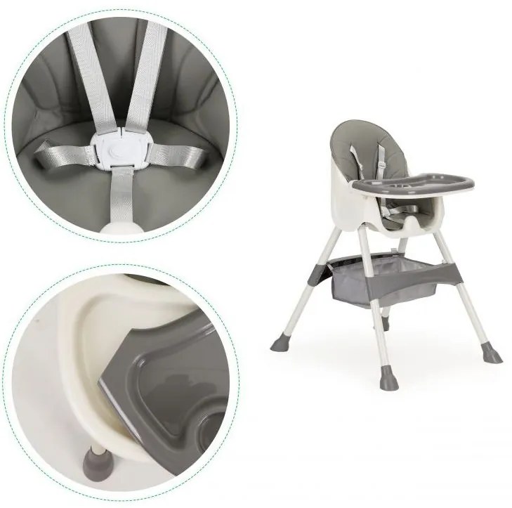 ECOTOYS Detská jedálenská stolička 2v1 Grey