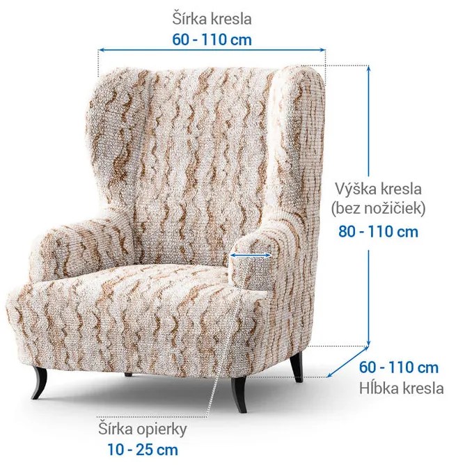 Bielastické poťahy OCEANO NOVÉ béžové kreslo ušiak (š. 60 - 110 cm)