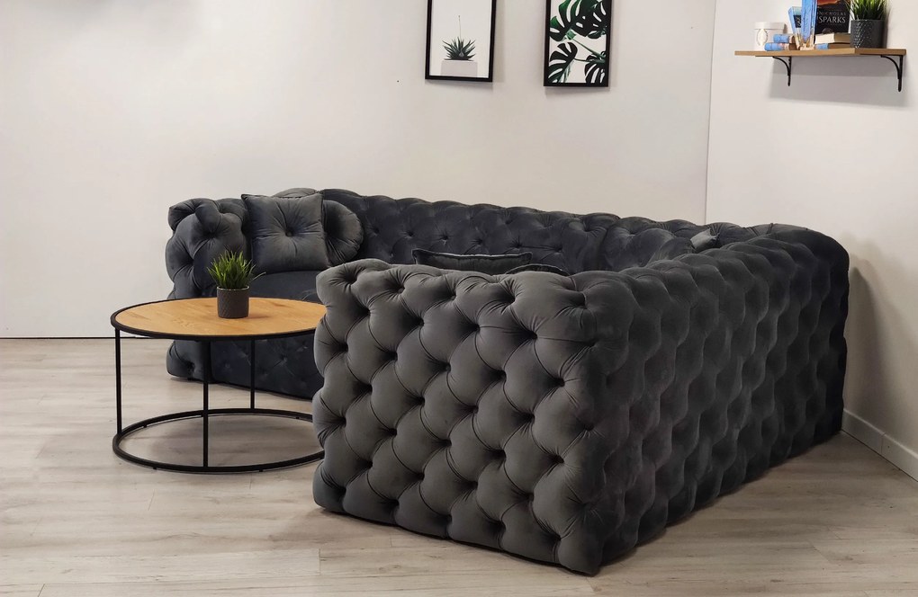 Rohová sedačka rozkladacia CHESTERFIELD Madrid zelená Dĺžka: 340 x 320 cm