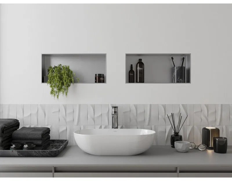 Mexen X-Wall-NR, polička na zapustenie pod obklad bez goliera 45 x 20 cm, oceľová, 1911452010