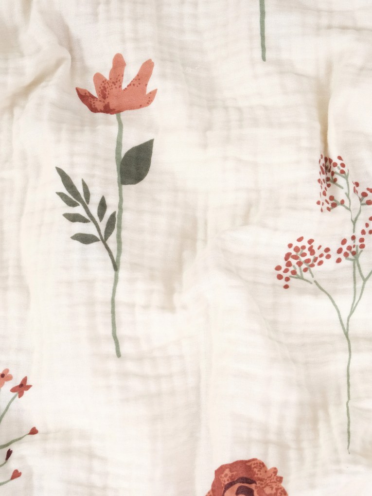 Mušelínová obliečka na vankúš 40 × 60 cm – Vlčie maky béžové