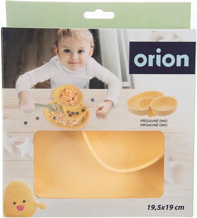 Žltý silikónový detský tanier 19x19,5 cm Chicken – Orion