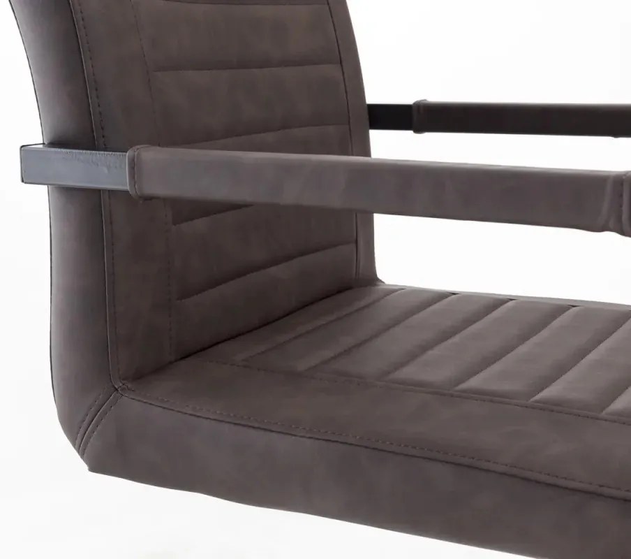 furniture-nabytek.cz - Sada 2 masivních židlí s područkami Picton, hnědá umělá kůže / kov