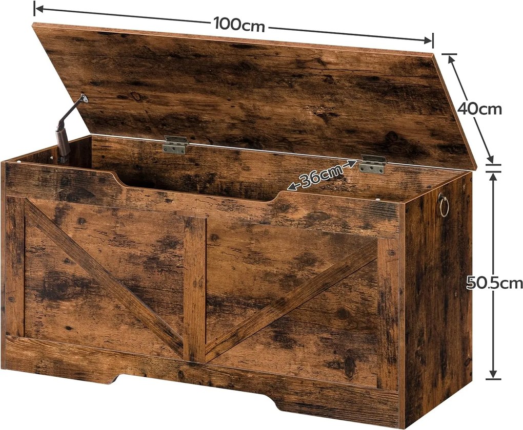 Lavica s úložným priestorom Vasagle Sabil 100 cm hnedá