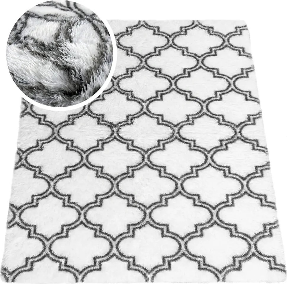 TZ Biely vzorovaný koberec shaggy Decor Latern Rozmer: 160x200 cm