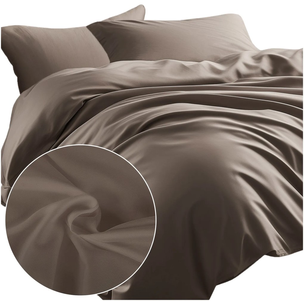 SATÉNOVÉ OBLIEČKY SATINLOVE CLASSIC 160X200 CM, 2KS 70X80 CM TMAVOBÉŽOVÉ